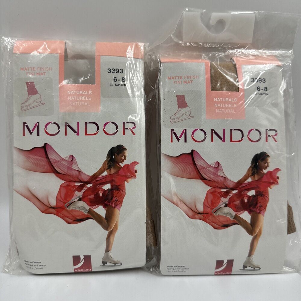 Mondor Lot Of 2 Girls Evolution Figure Skating Tights Size 6-8, (3393)